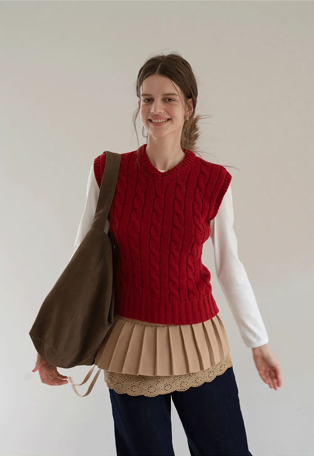 V Neck Sleeveless Knit Pullover Vest