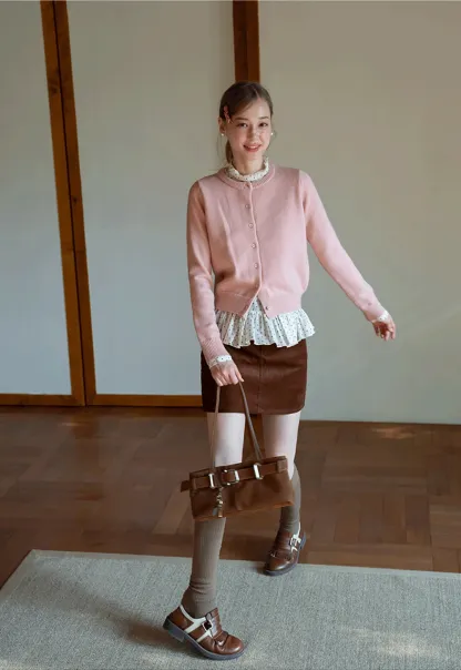 Womens Knit Button Down Cardigan Sweater