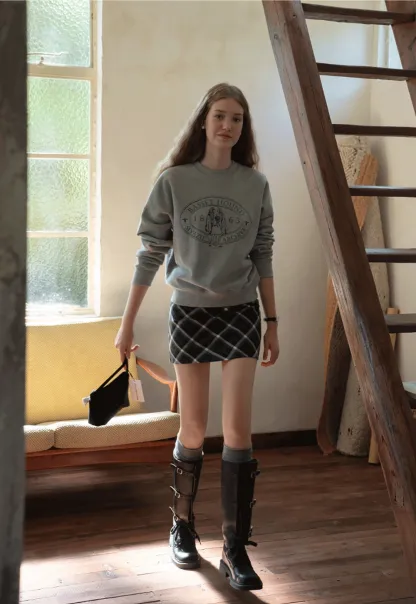 Dog Graphic Print Oversized Crew Neck Sweatshirt