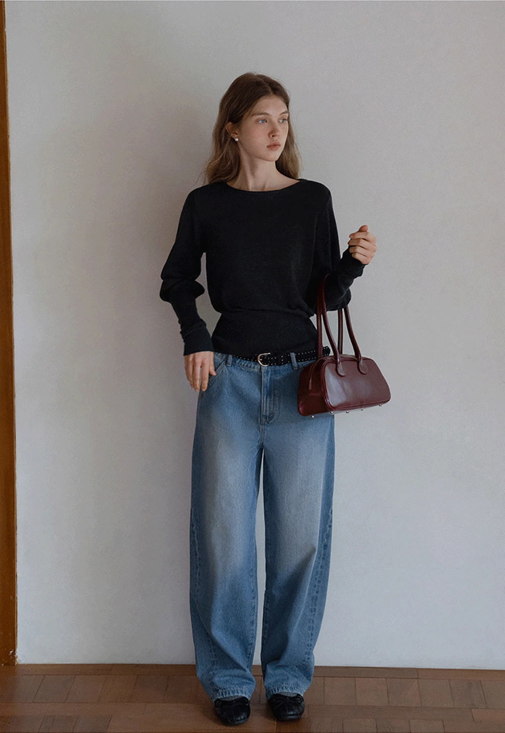 Casual Basic Knitwear, Classic Round Neck Long Sleeve Top