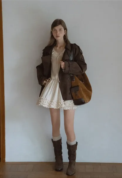 Double Breasted Suede Coat