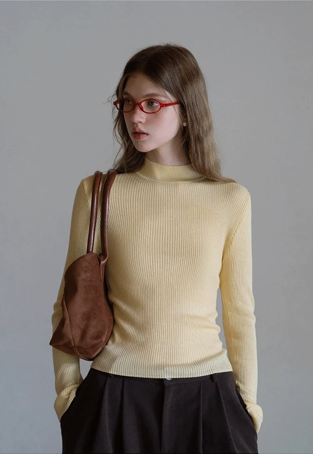 Women’s Ribbed Knit Turtleneck Sweater Top