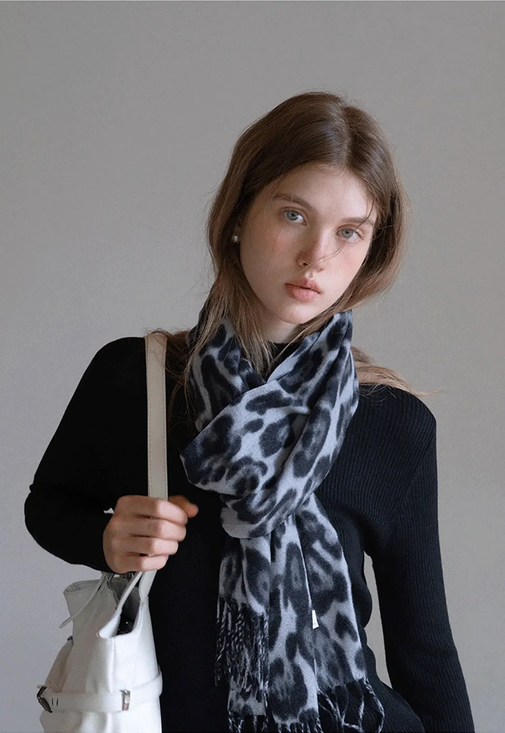 Leopard Print Tassel Scarf Warm Faux Cashmere