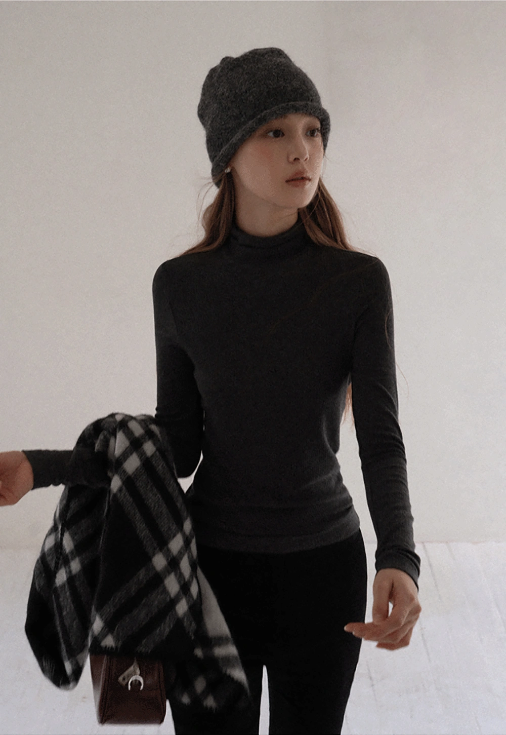 Women Soft Knit Turtleneck Slim Fit Shirt