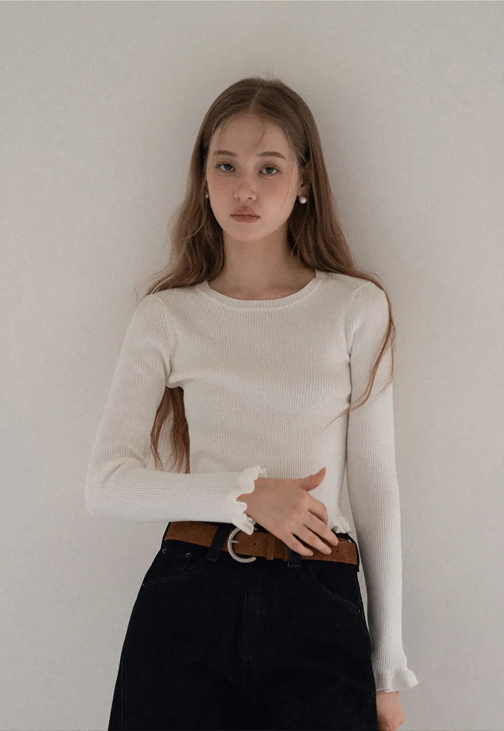 Women Minimalist Knit Long Sleeve Slim Fit Sweater