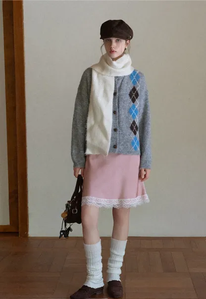 Argyle Knit Cardigan