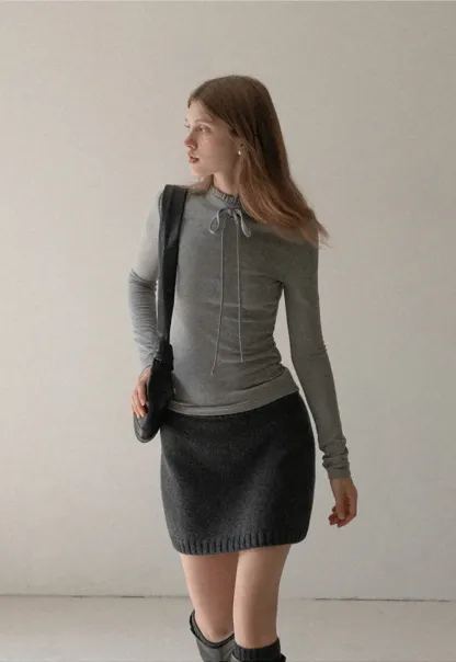 Ribbed Knit Mini Skirt