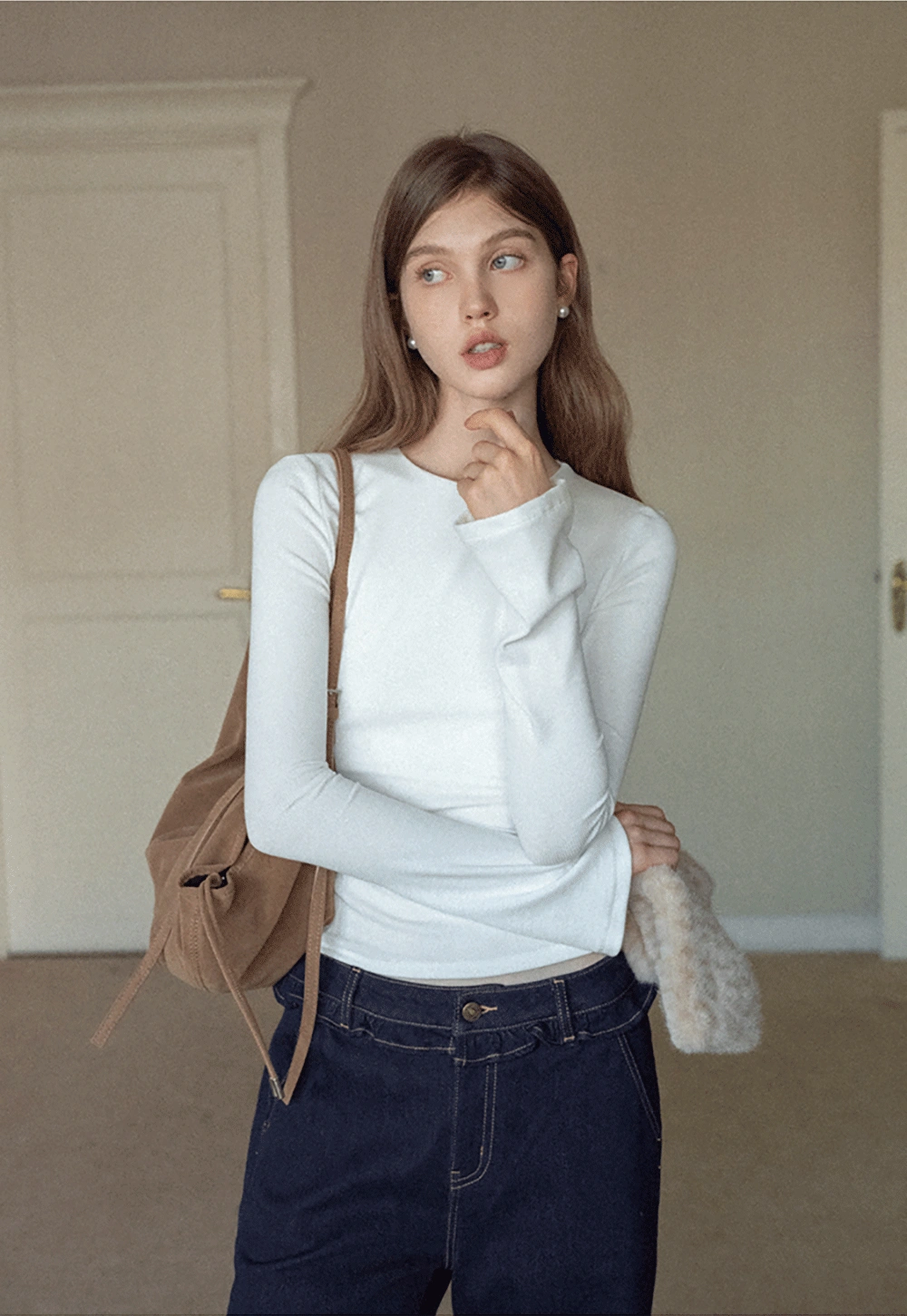 Women Slim Fit Long Sleeve Ribbed Knit Top