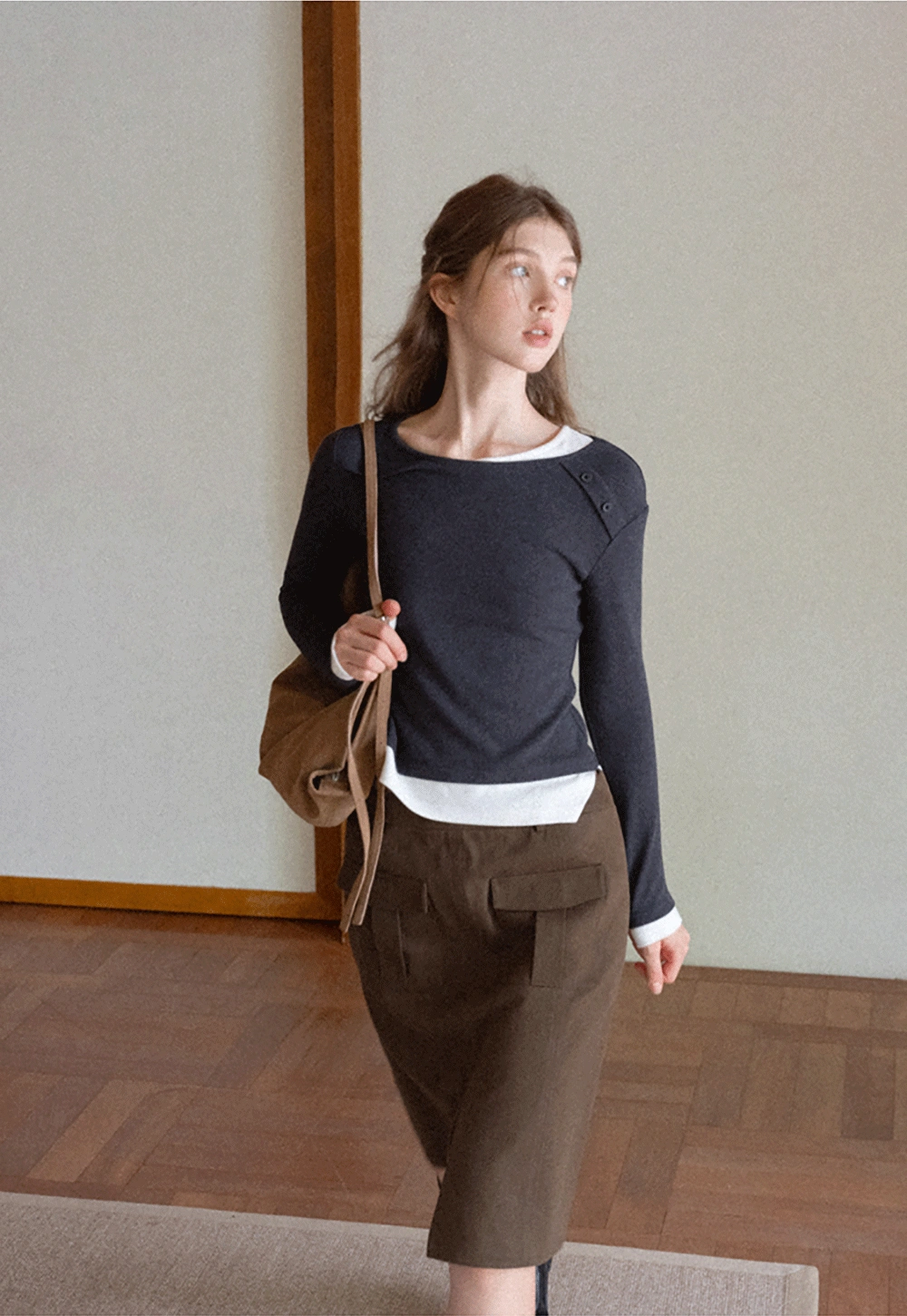 Women Long Sleeve Button Detail Top