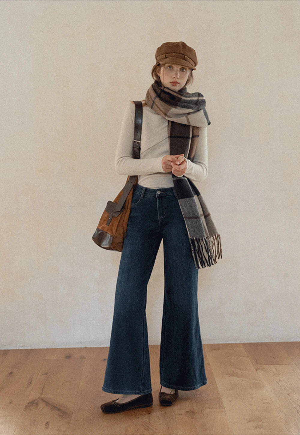 Vintage Plaid Tassel Scarf