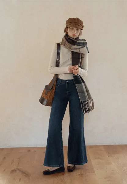 Vintage Plaid Tassel Scarf