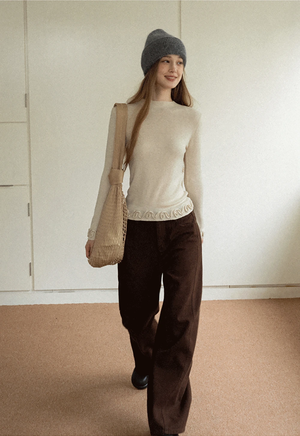 Chic Knit Sweater with Ruffle Edges