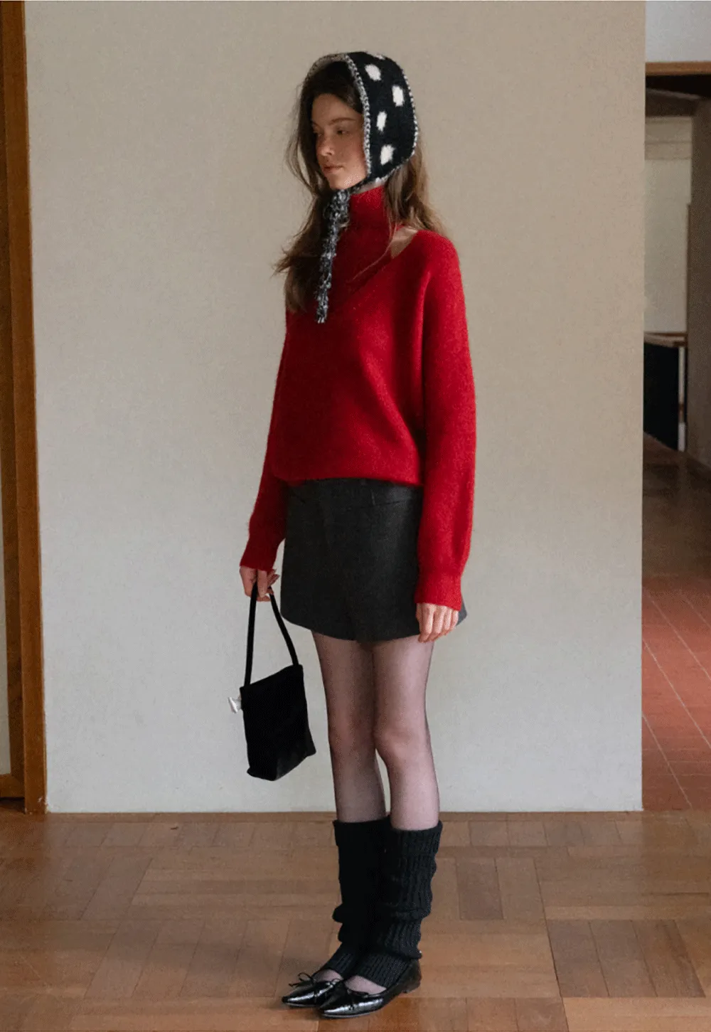 Cut-Out Layered Turtleneck Sweater