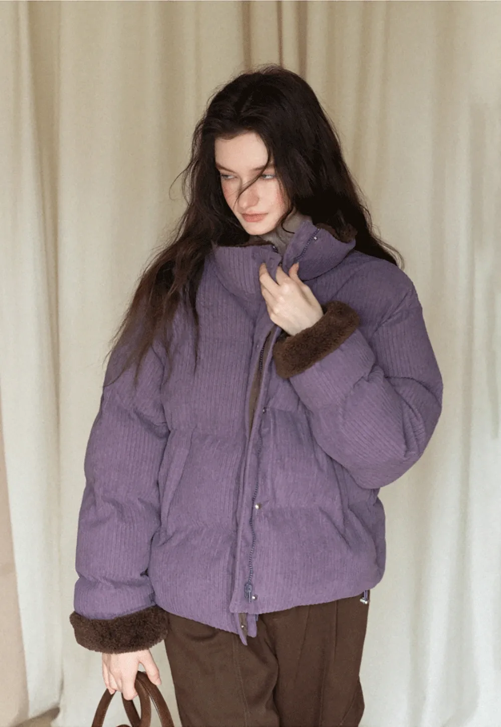 Cozy Corduroy Thick Winter Cotton Coat for Women