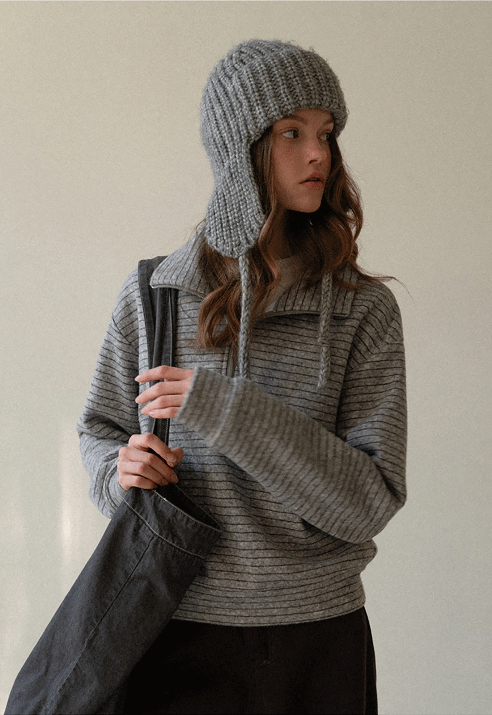 Women Striped Half-Zip Pullover Sweatshirt