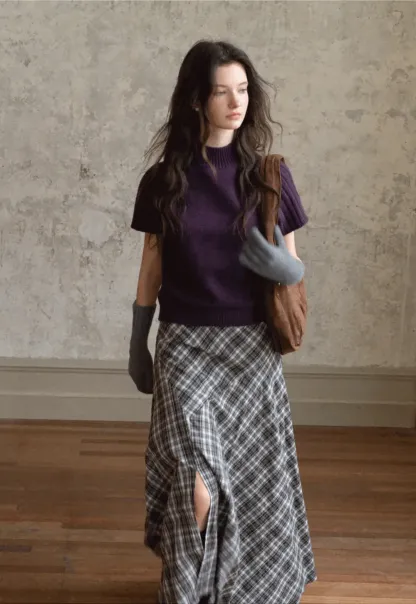 Olive Short Sleeve Mock Neck Knit Top