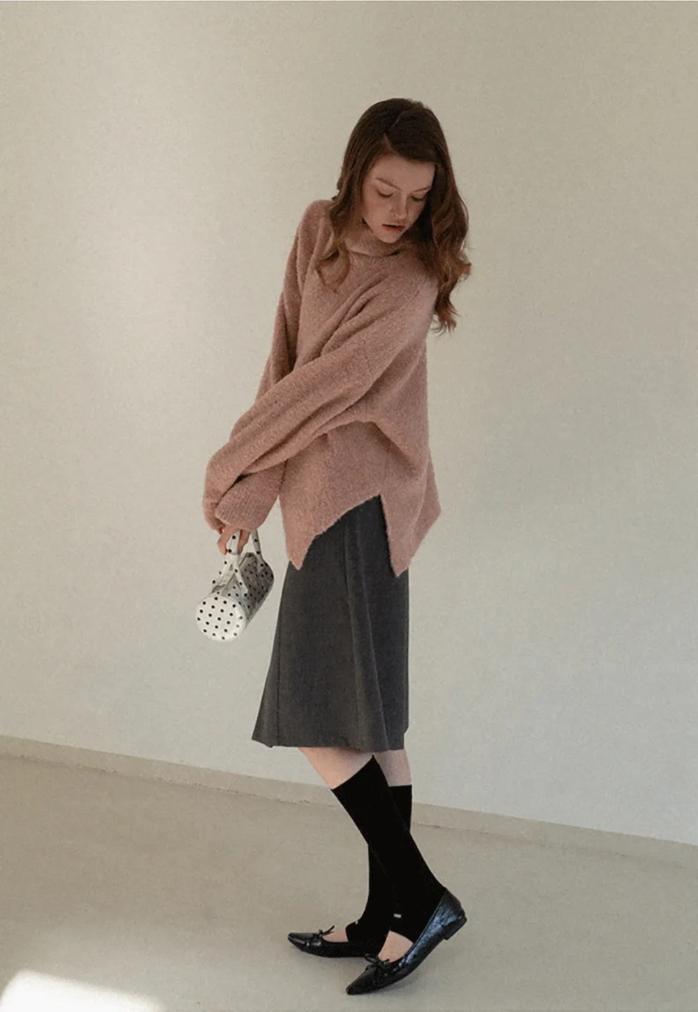 Oversized Turtleneck Knit Sweater