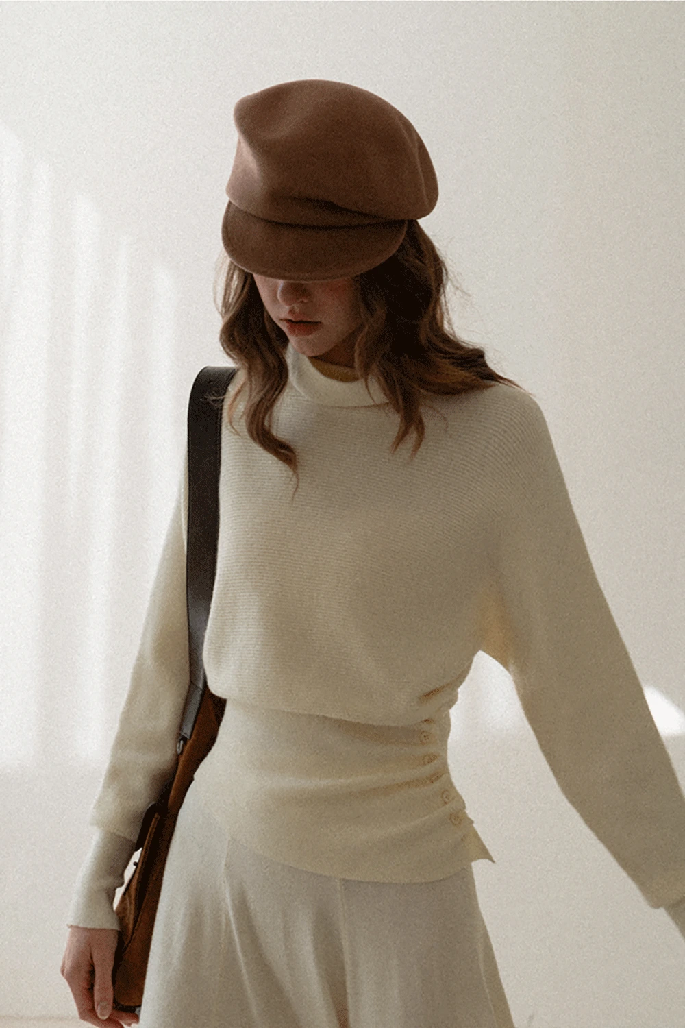 Elegant Knit Top & Flared Skirt Set