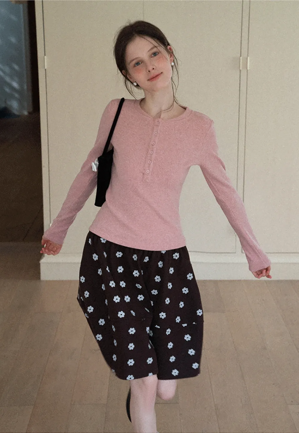 Women Soft Henley Knit Long Sleeve