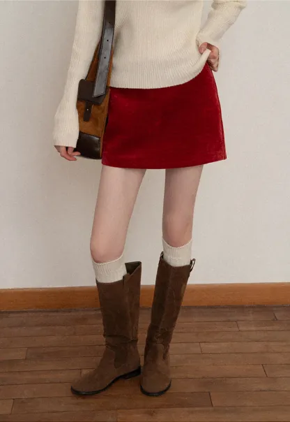 Women Velvet Mini Skirt for Winter