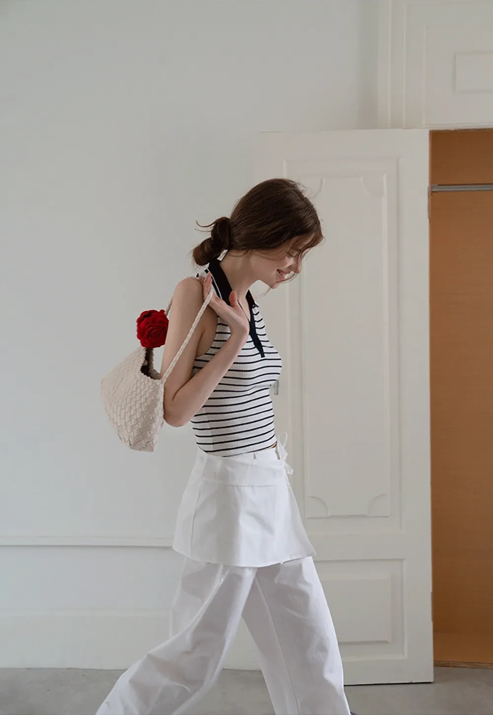 Women's Linen Pants with Detachable Flap