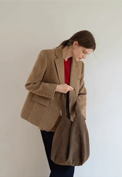 Classic Brown Tweed Blazer