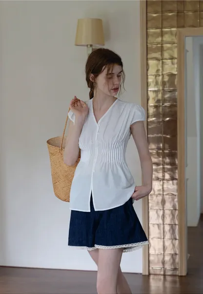 Women's Lace Trim Patchwork Shorts