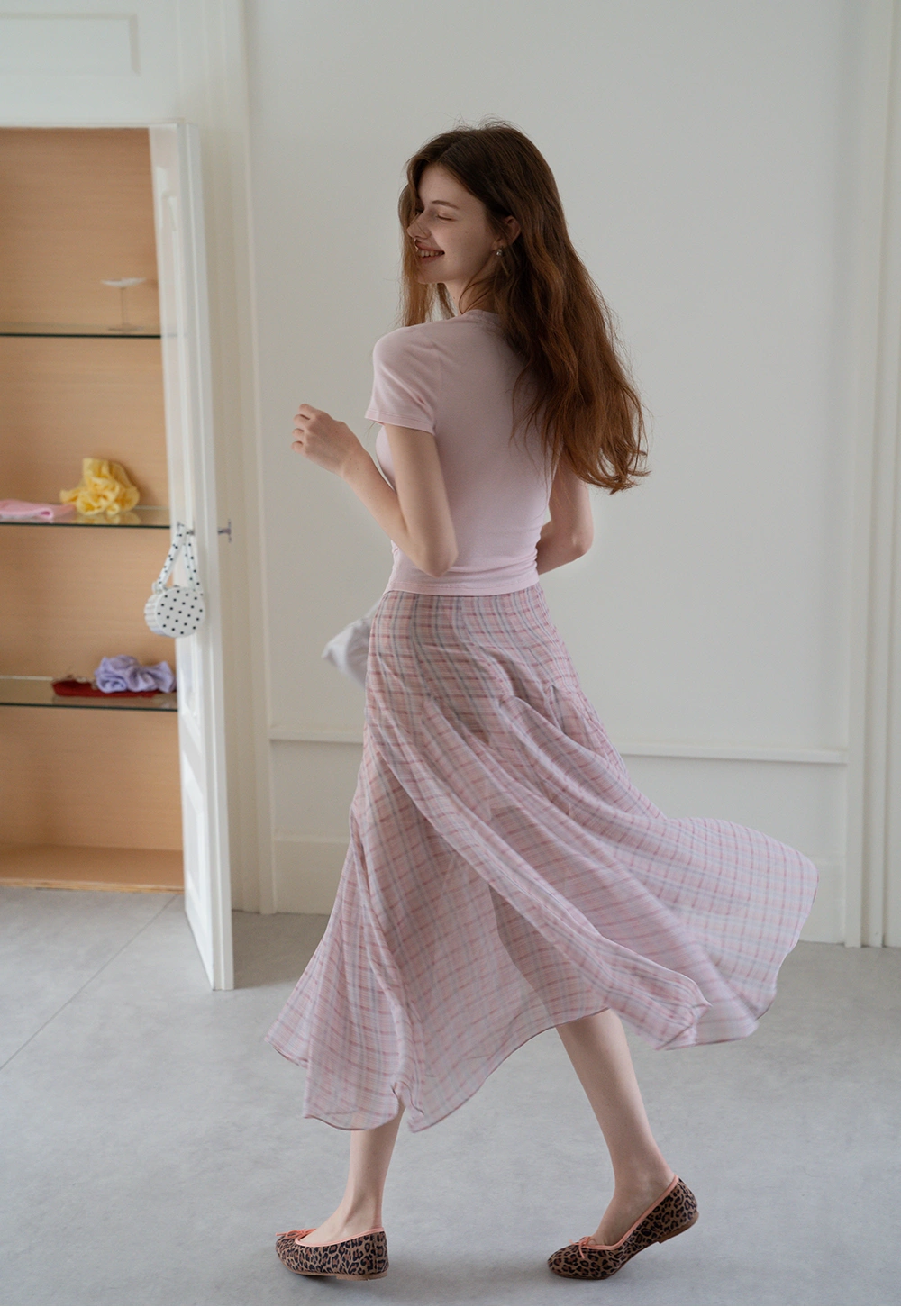 Women’s Plaid Chiffon Summer Midi Skirt