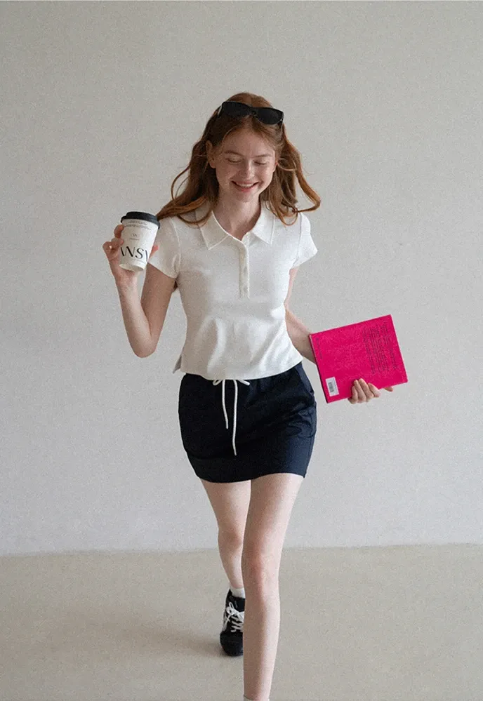 Women’s Drawstring Waist Cotton Mini Skirt
