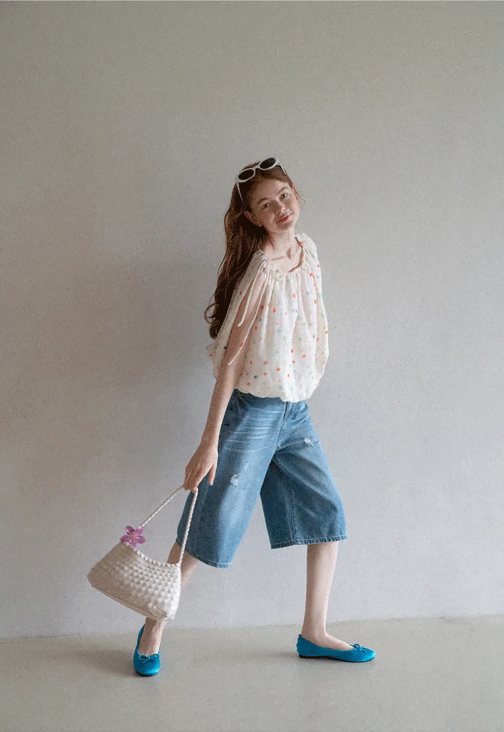 Polka Dot Sleeveless Tie Strap Top