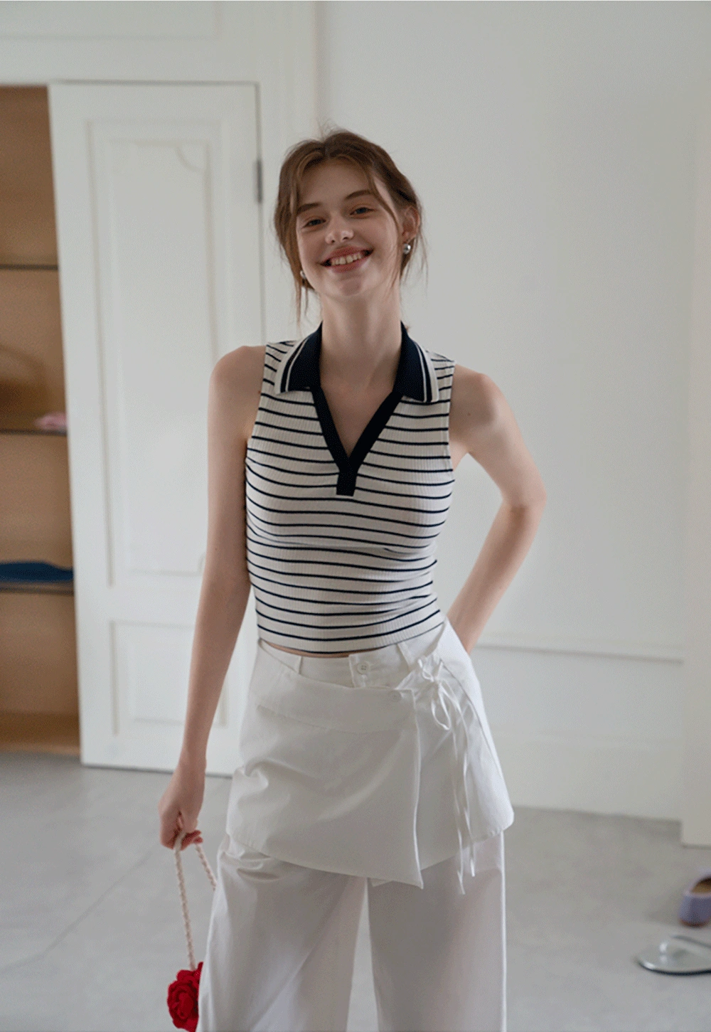 Women's Linen Pants with Detachable Flap