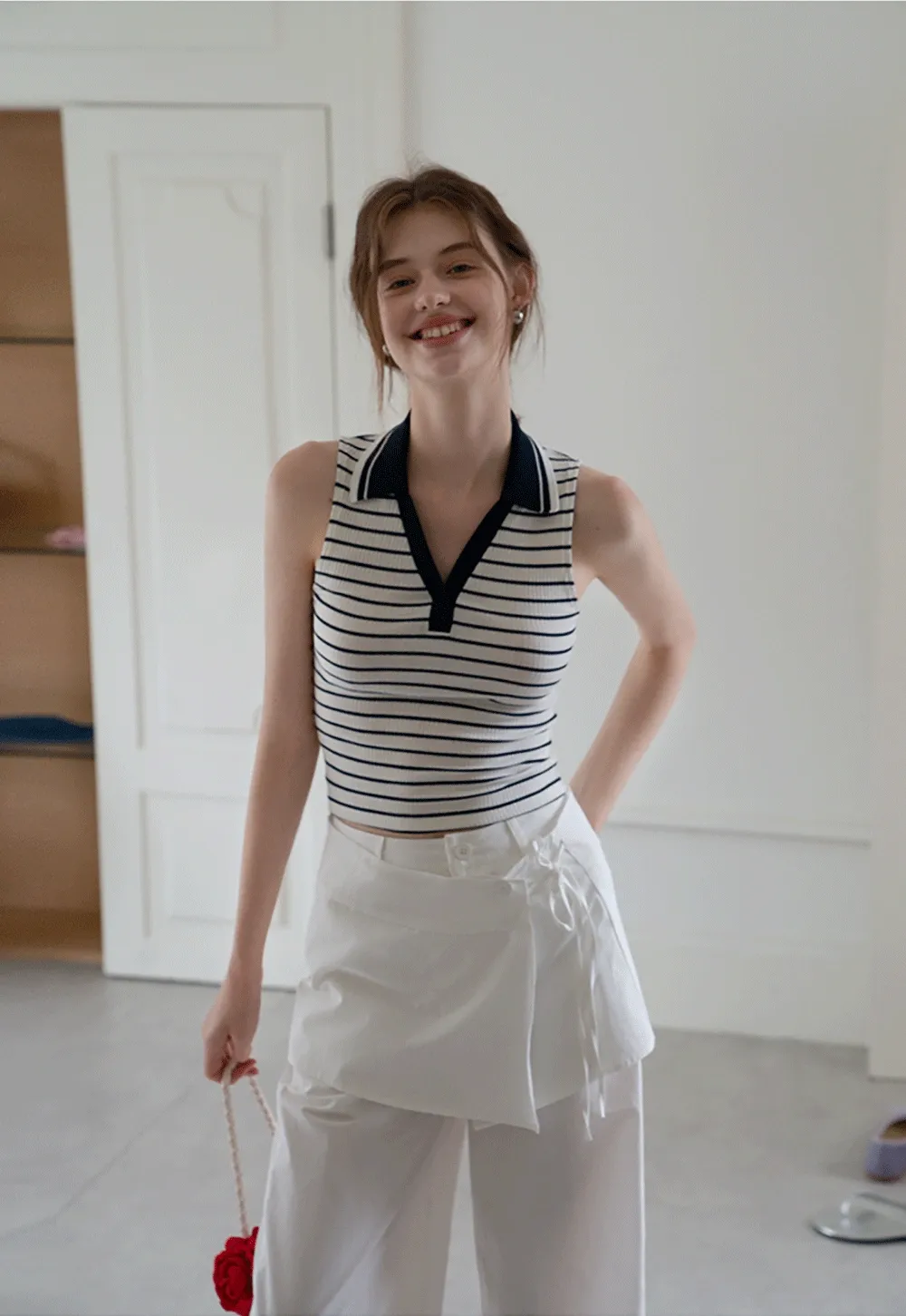 Women's Linen Pants with Detachable Flap