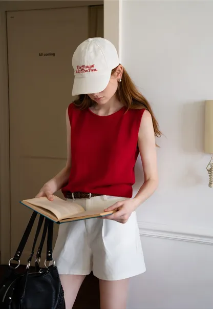 High Waist Shorts with Woven Belt
