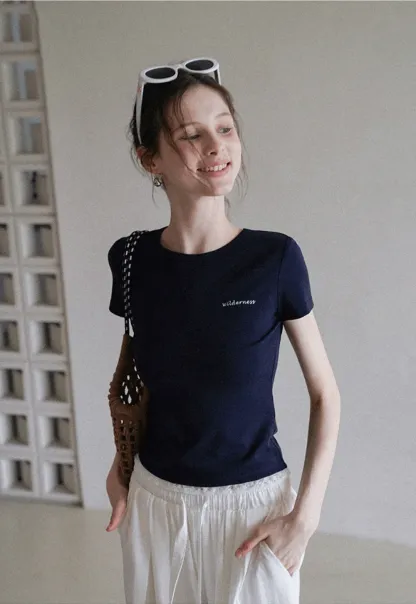 Lace Trim Embroidered T-Shirt