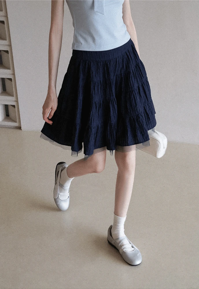 Women’s Tiered Crinkle Mini Skirt