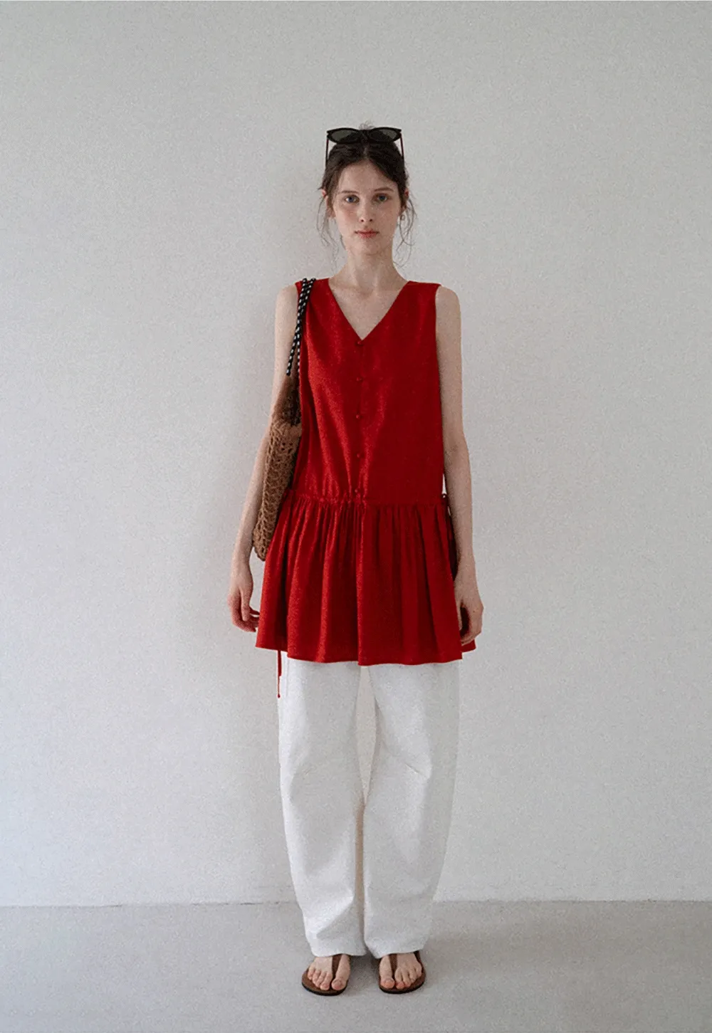 Buttoned Drop-Waist Sundress