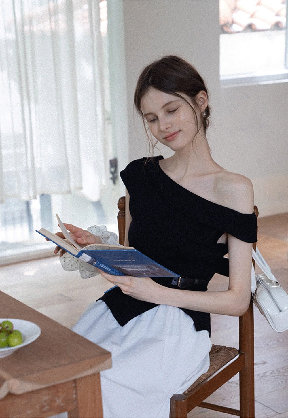 Belted Asymmetric Off-Shoulder Top