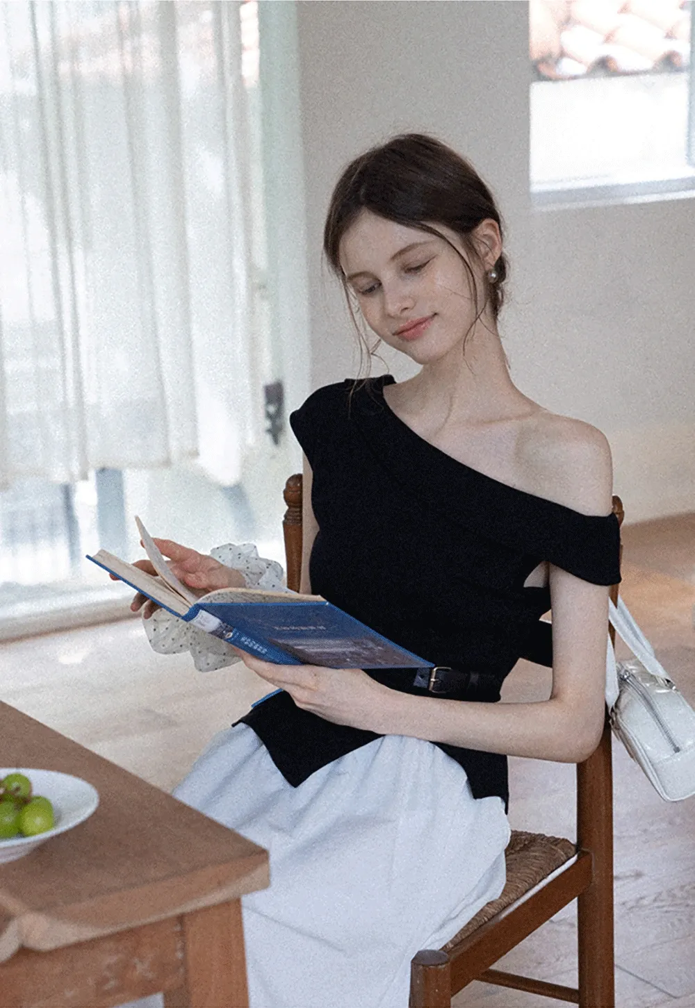 Belted Asymmetric Off-Shoulder Top