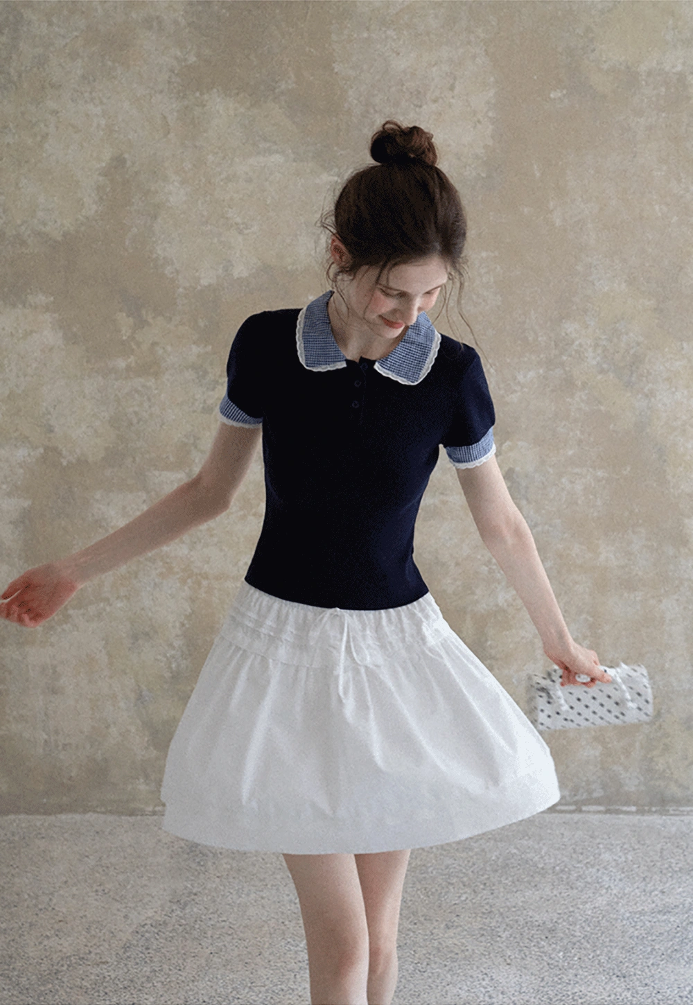 Women Drawstring Waist Layered Lace Trim Mini Skirt