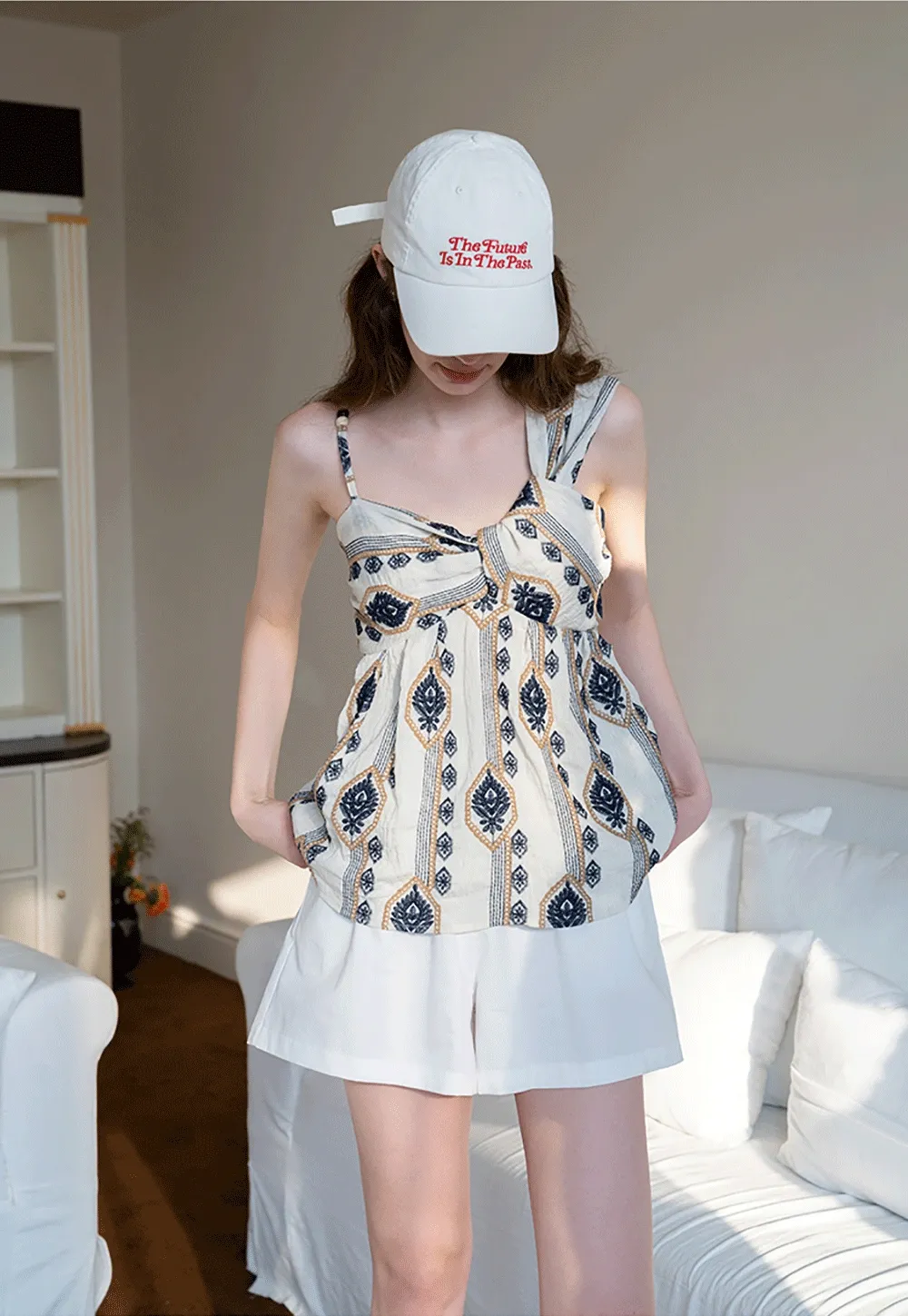 intage-Inspired Boho Print Spaghetti Strap Top