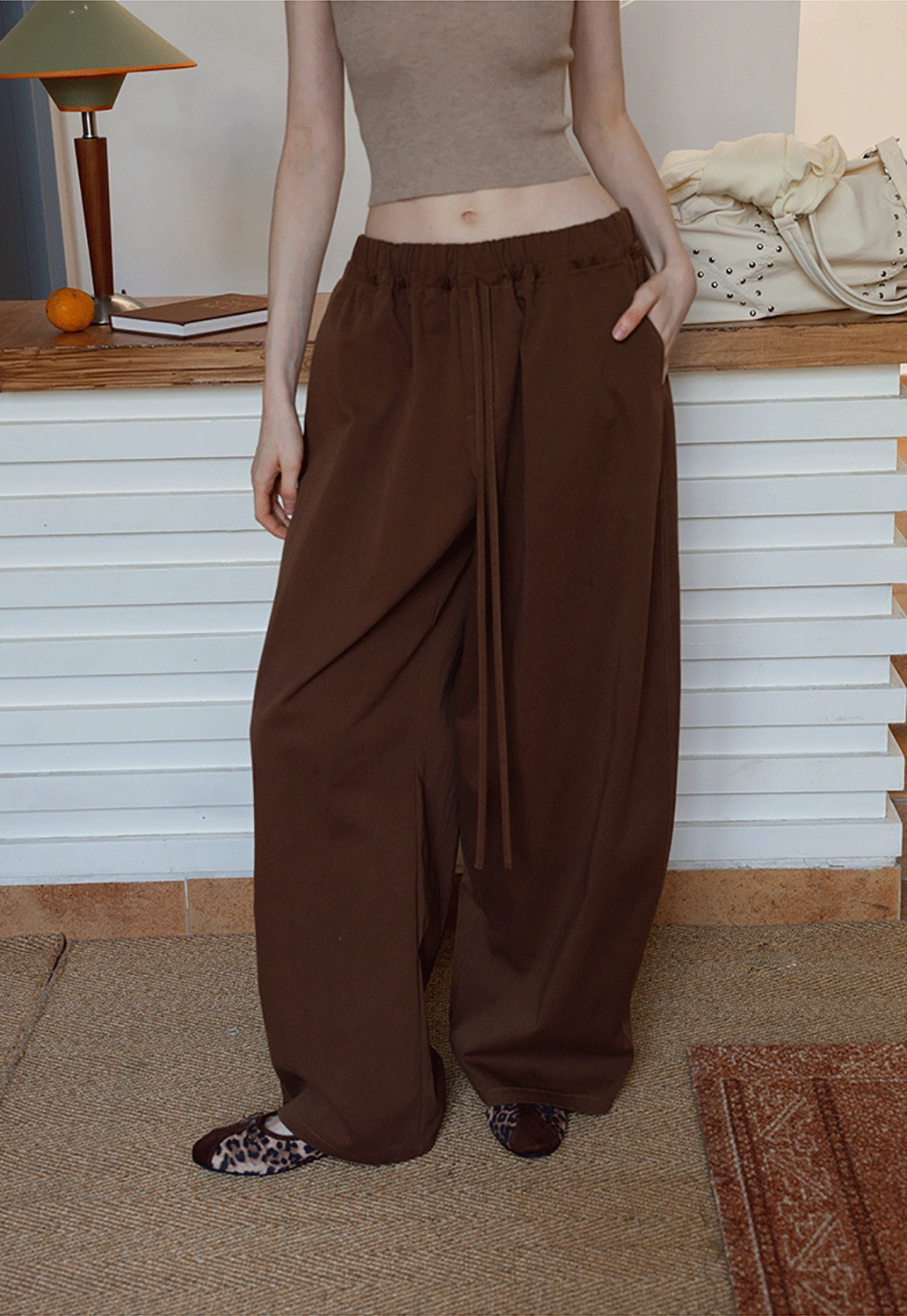 Women's Drawstring Wide-Leg Pants