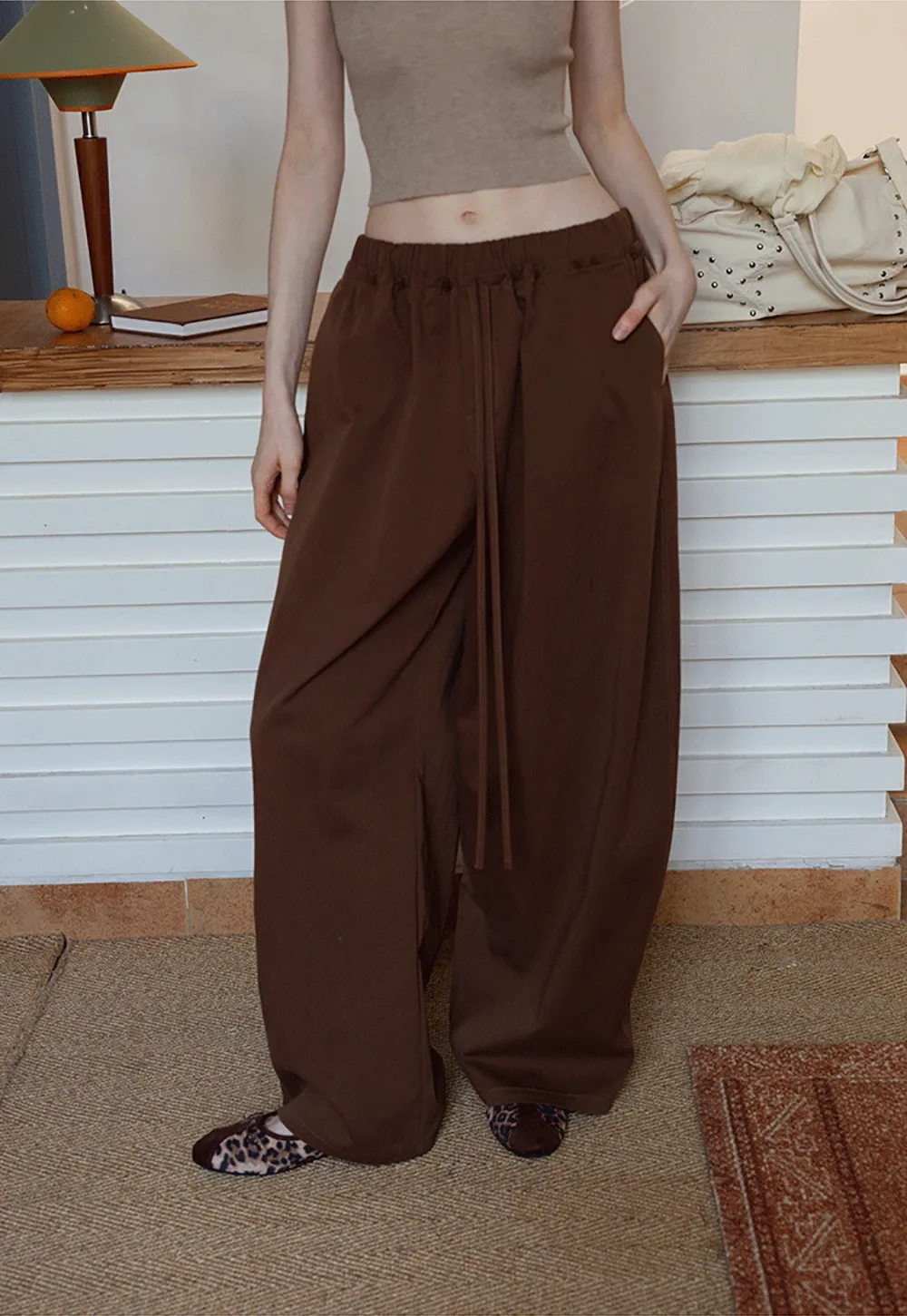 Women's Drawstring Wide-Leg Pants