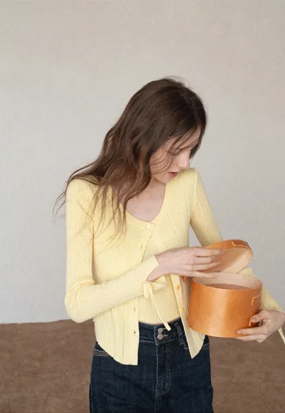 Ribbed Button Front Cardigan and Camisole Set