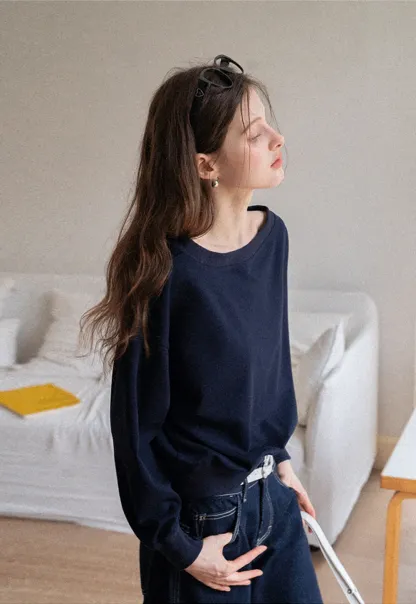 Womens Tie-Front Loose One-Shoulder Sweatshirt