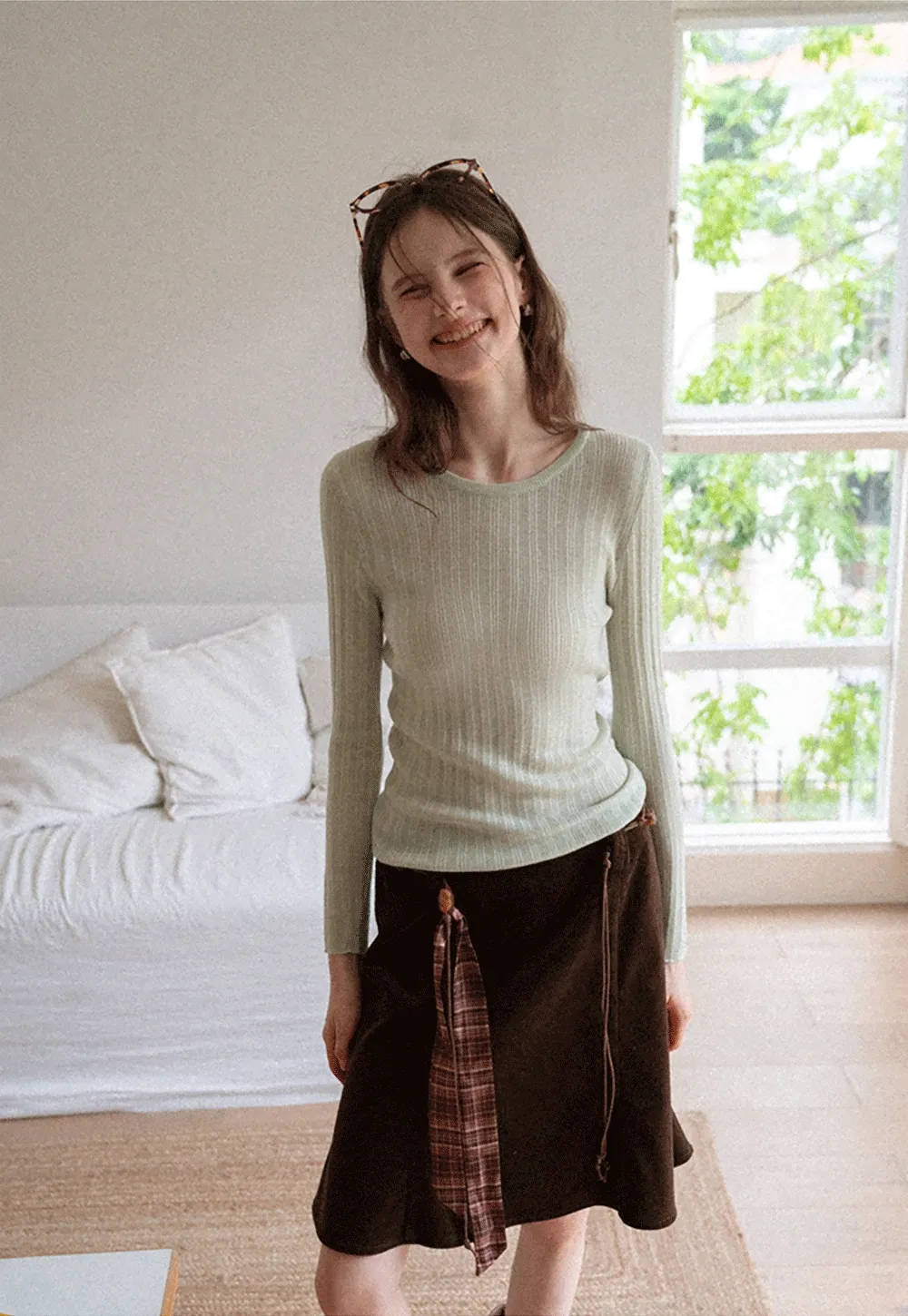 A-Line Mini Skirt for Women High Waist Faux Suede Casual Skirt