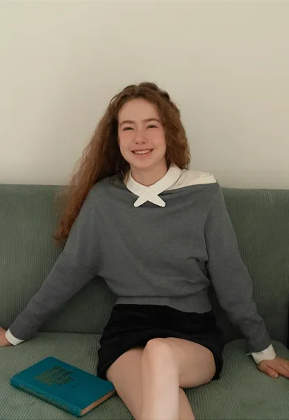 Casual One Shoulder Pullover Long Sleeve Top for Women