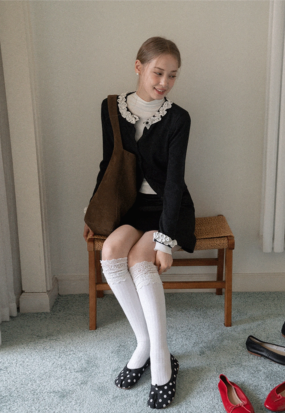 Womens Black High Waist A-Line Mini Skirt