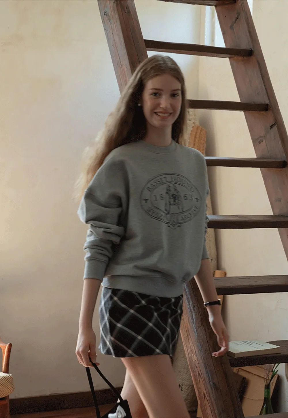 Dog Graphic Print Oversized Crew Neck Sweatshirt