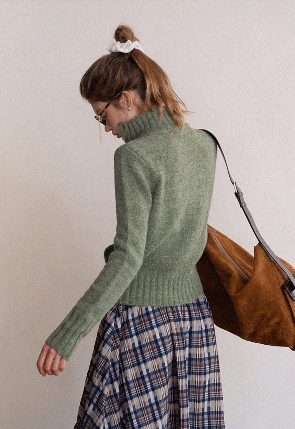 Women’s High Neck Zip Up Knit Cardigan