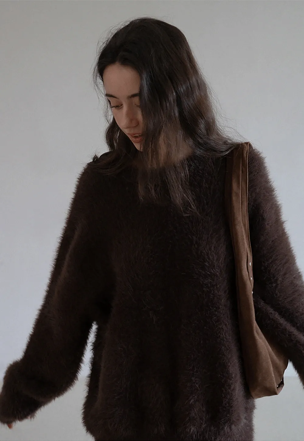 Womens Fluffy Long Sleeve Sweater